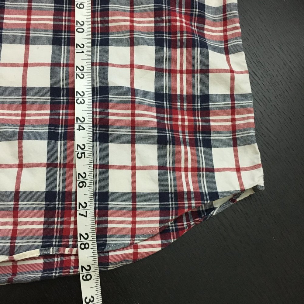 TOMMY HILFIGER Mens S/P Patched Elbow Plaid Button Down Shirt Thick Cotton - Picture 13 of 14